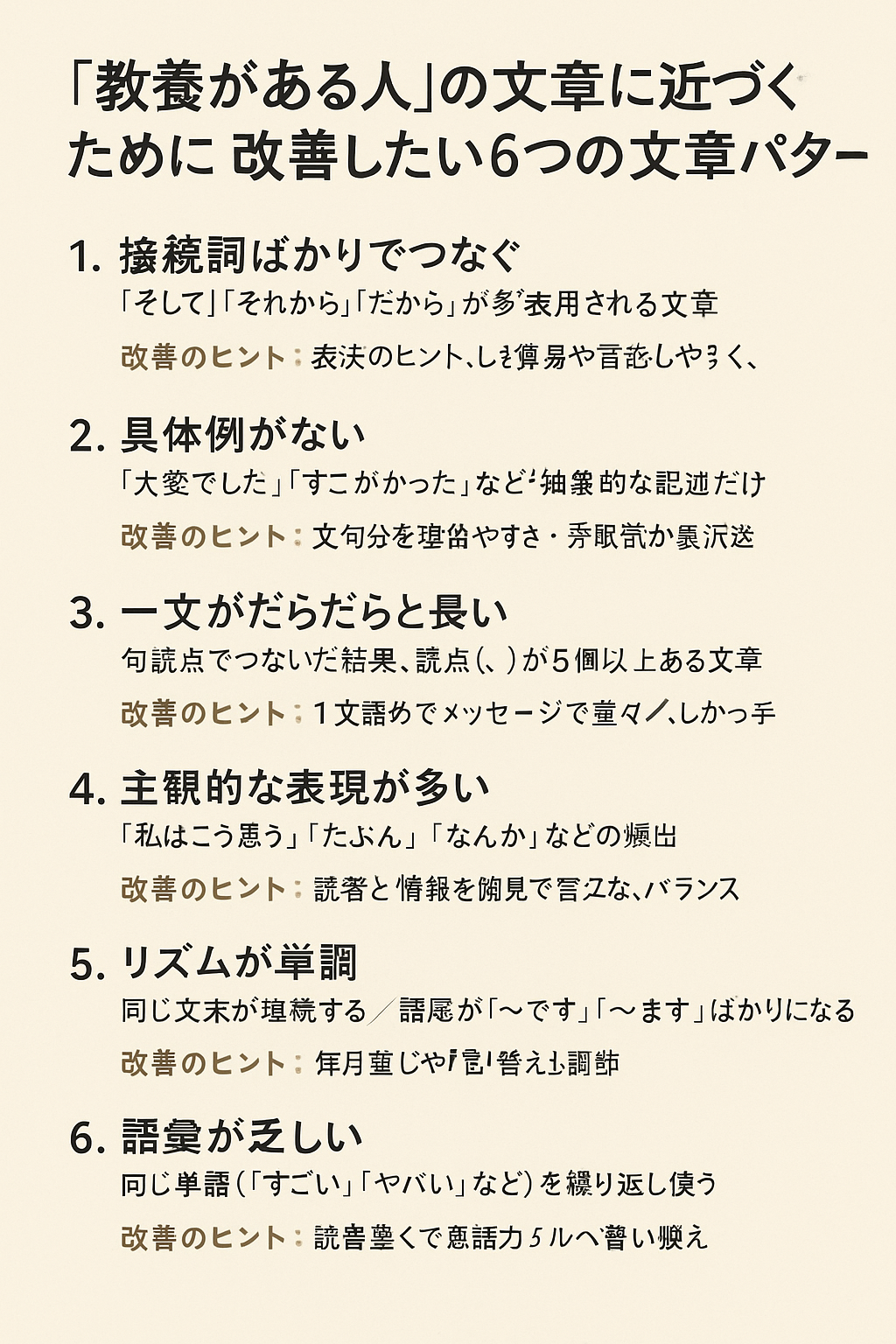 「教養がある人」の文章に近づくために──改善したい6つの文章パターン
