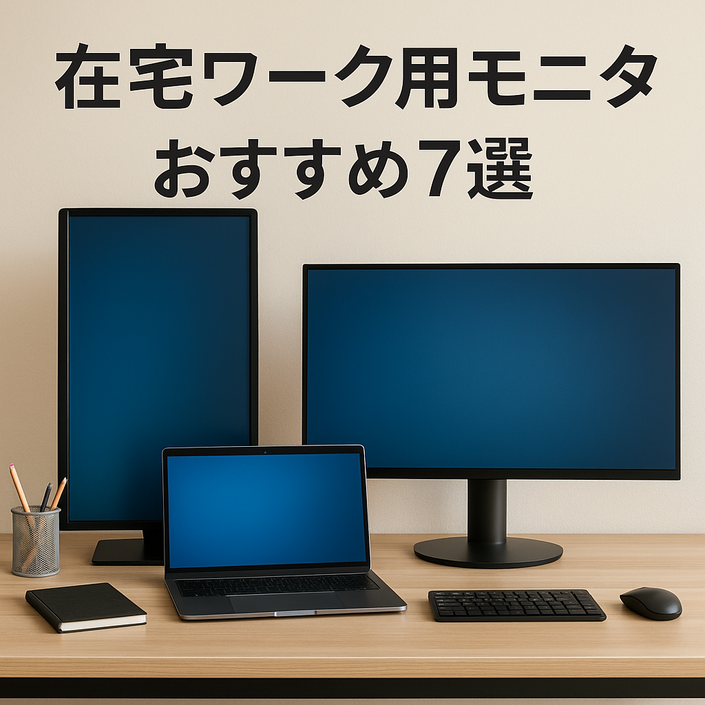 在宅ワーク用におすすめの複数モニターが並んだデスク環境。快適な作業を支えるPC周辺機器のイメージ。