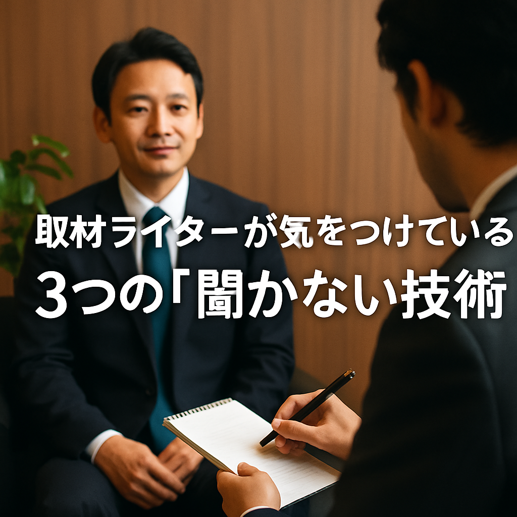 インタビュー取材中、メモを取りながら真剣に話を聞いているライターの後ろ姿